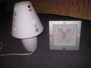 lilac table lam and photo frame after